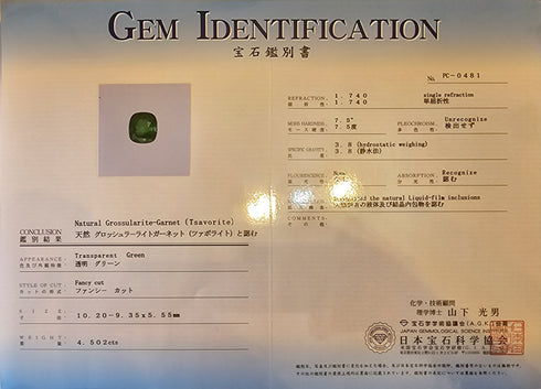 JGSI Certified 4.502Cts Natural Tsavorite Garnet